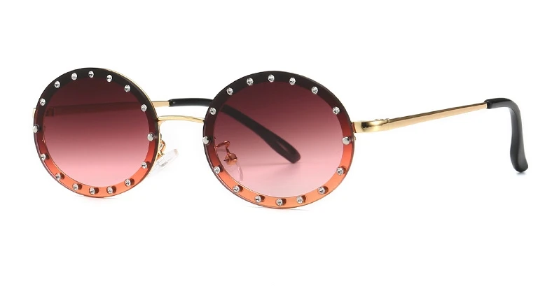 46127 Luxury Diamond Frame Sunglasses Women Fashion Small Size Oval Sunshade Vintage Protection Shades Uv400