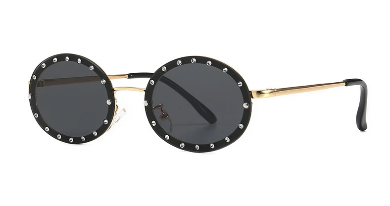 46127 Luxury Diamond Frame Sunglasses Women Fashion Small Size Oval Sunshade Vintage Protection Shades Uv400