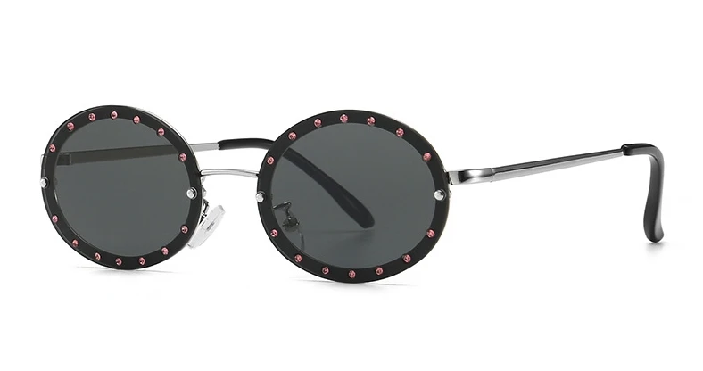 46127 Luxury Diamond Frame Sunglasses Women Fashion Small Size Oval Sunshade Vintage Protection Shades Uv400