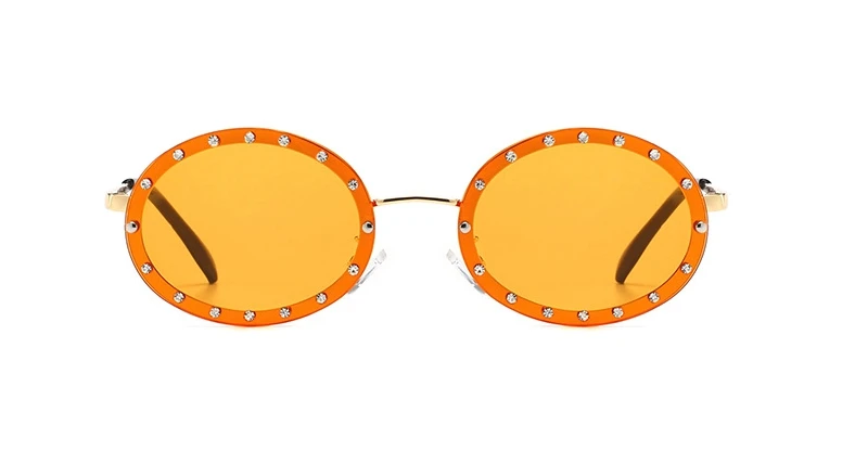 46127 Luxury Diamond Frame Sunglasses Women Fashion Small Size Oval Sunshade Vintage Protection Shades Uv400