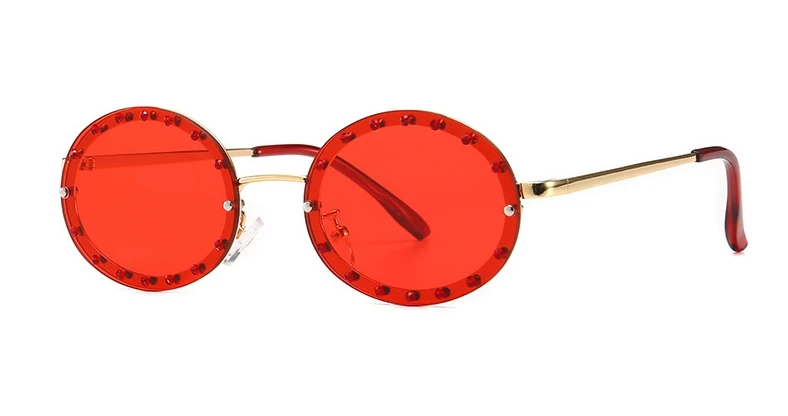 46127 Luxury Diamond Frame Sunglasses Women Fashion Small Size Oval Sunshade Vintage Protection Shades Uv400