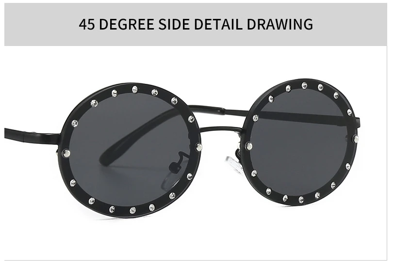 46127 Luxury Diamond Frame Sunglasses Women Fashion Small Size Oval Sunshade Vintage Protection Shades Uv400