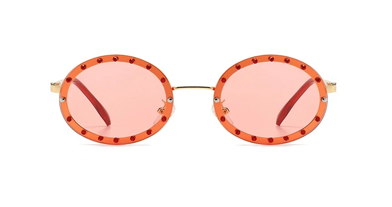 46127 Luxury Diamond Frame Sunglasses Women Fashion Small Size Oval Sunshade Vintage Protection Shades Uv400