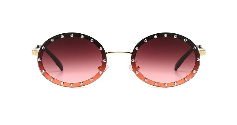 46127 Luxury Diamond Frame Sunglasses Women Fashion Small Size Oval Sunshade Vintage Protection Shades Uv400