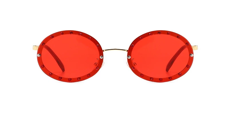 46127 Luxury Diamond Frame Sunglasses Women Fashion Small Size Oval Sunshade Vintage Protection Shades Uv400