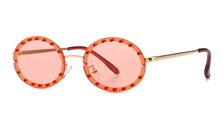 46127 Luxury Diamond Frame Sunglasses Women Fashion Small Size Oval Sunshade Vintage Protection Shades Uv400