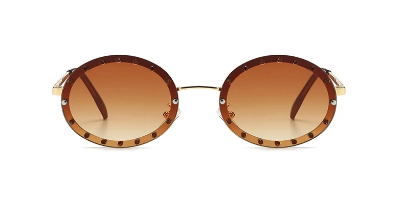 46127 Luxury Diamond Frame Sunglasses Women Fashion Small Size Oval Sunshade Vintage Protection Shades Uv400