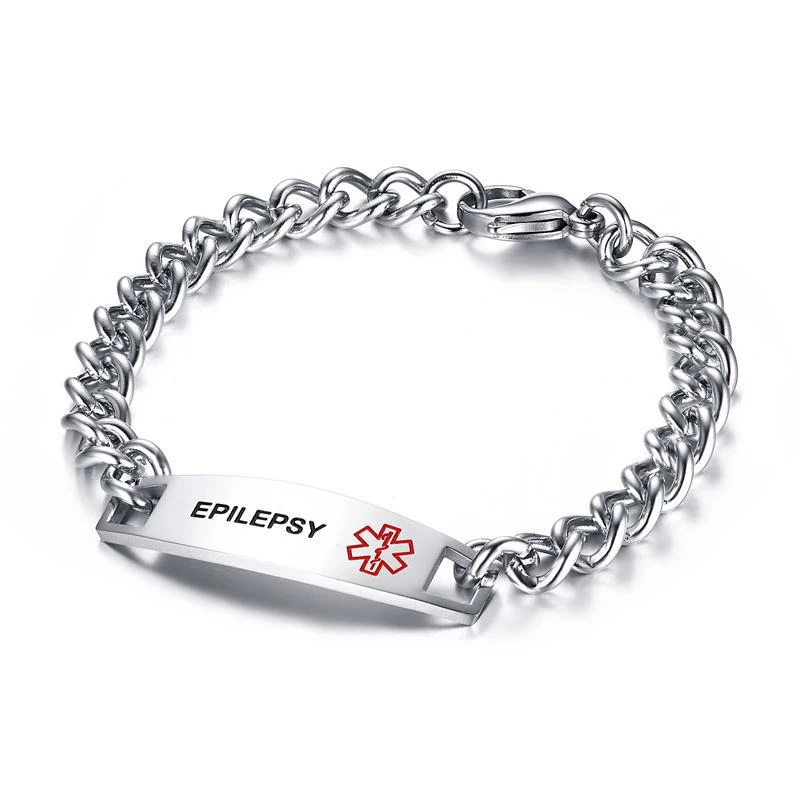 Surgical Stainless Steel Chain Medical Alert ID Bracelets Type 2 Diabetes Medical Bracelet for Women and Men