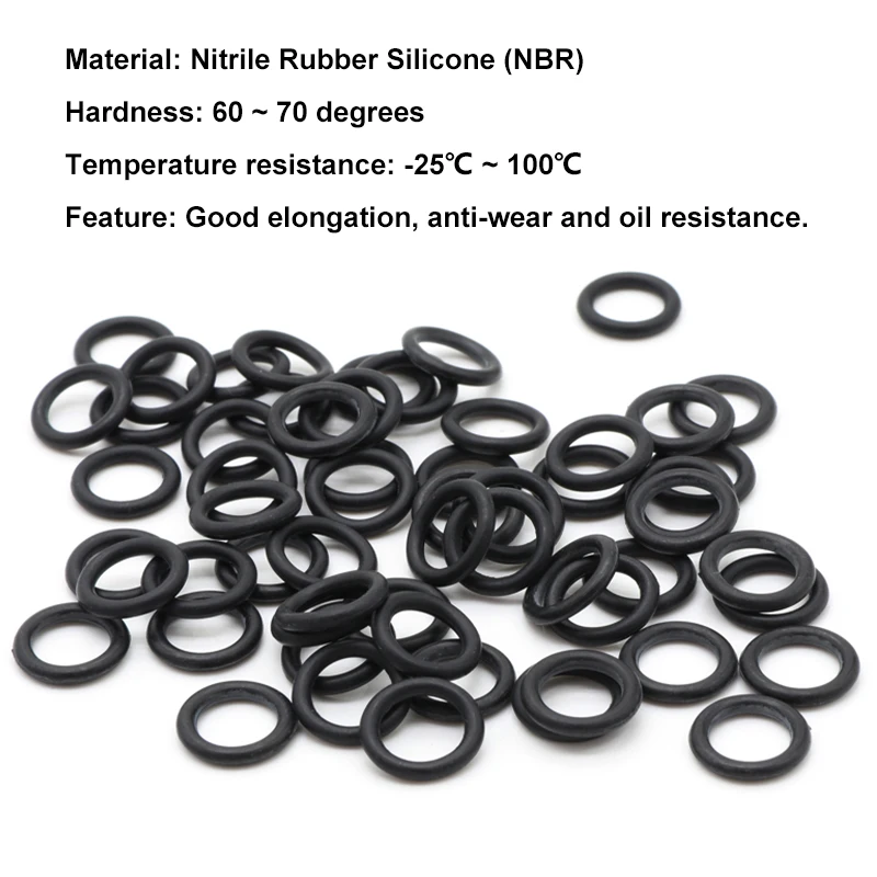 10Pcs NBR O Ring Seal Gasket CS 5mm OD 15~170mm Nitrile Butadiene Rubber Spacer Oil Resistance Washer Round Shape Black