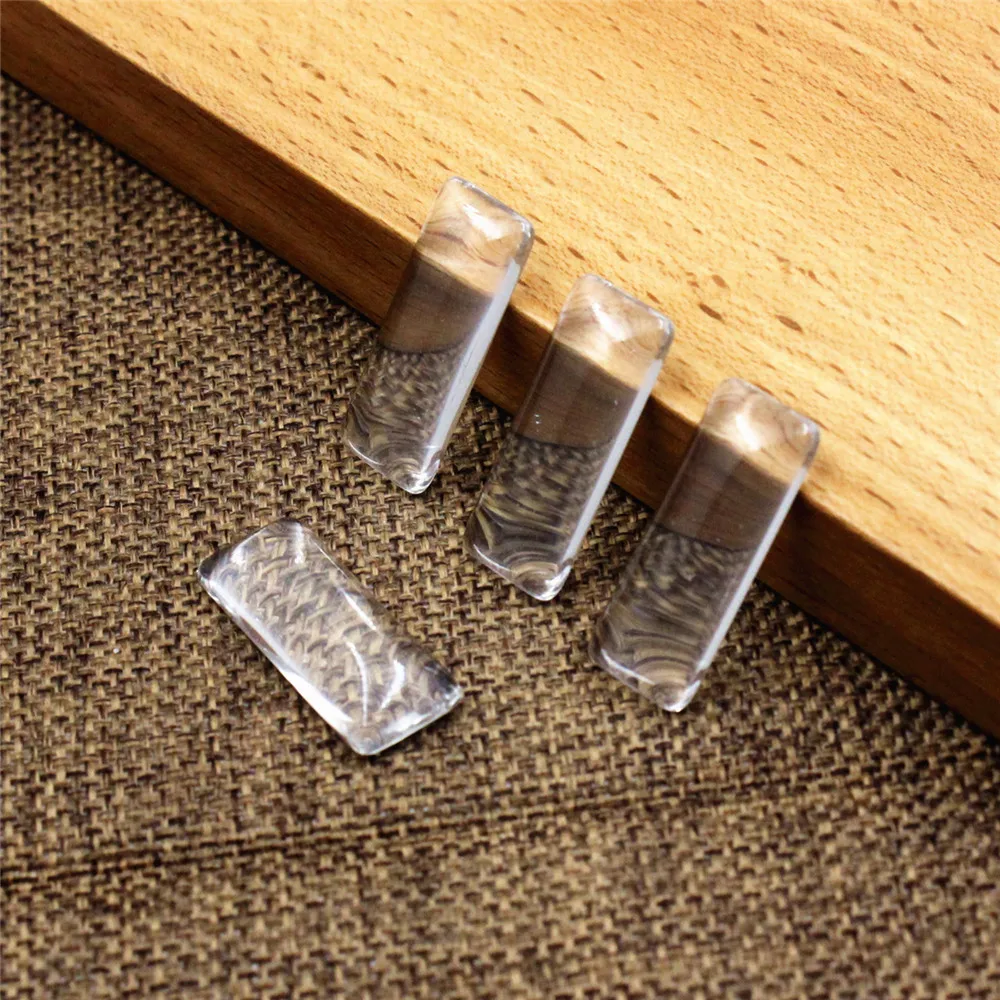 10x25mm Rectangle Flat Back Clear Crystal Glass Cabochons Cameo Base Tray For DIY Accessories Thickness:4.5mm 10pcs K02974