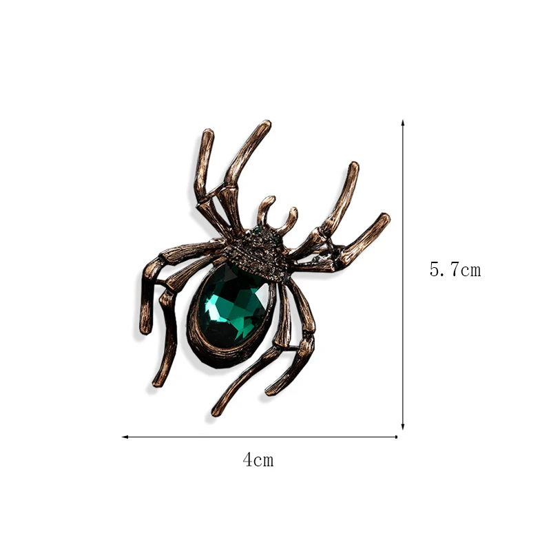 Green classic spider insect brooch crystal brooch fashion men and women banquet gift jewelry