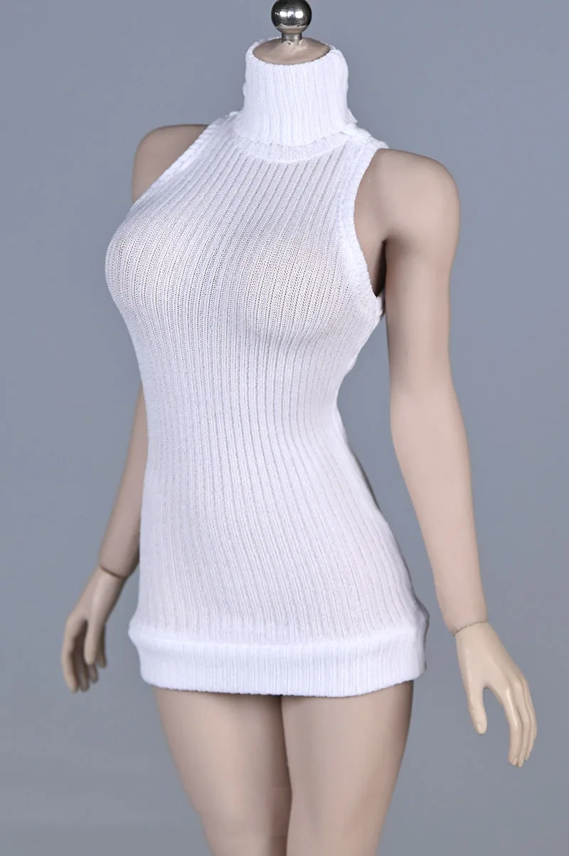 1/6 Scale Female High Collar Sleeveless Sweater Dress Clothes Model Fit 12'' PH TBL Soldier Action Figure Body Dolls