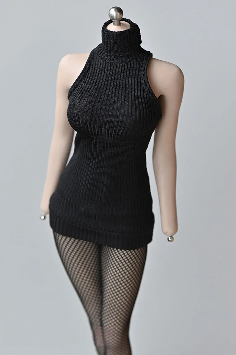 1/6 Scale Female High Collar Sleeveless Sweater Dress Clothes Model Fit 12'' PH TBL Soldier Action Figure Body Dolls