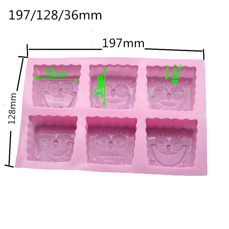 6 Hole Silicone Mold Chocolate Soap Mold Fondant Patisserie Candy Bar Mould Decoration Cake Baking Accessories Bakeware Tool
