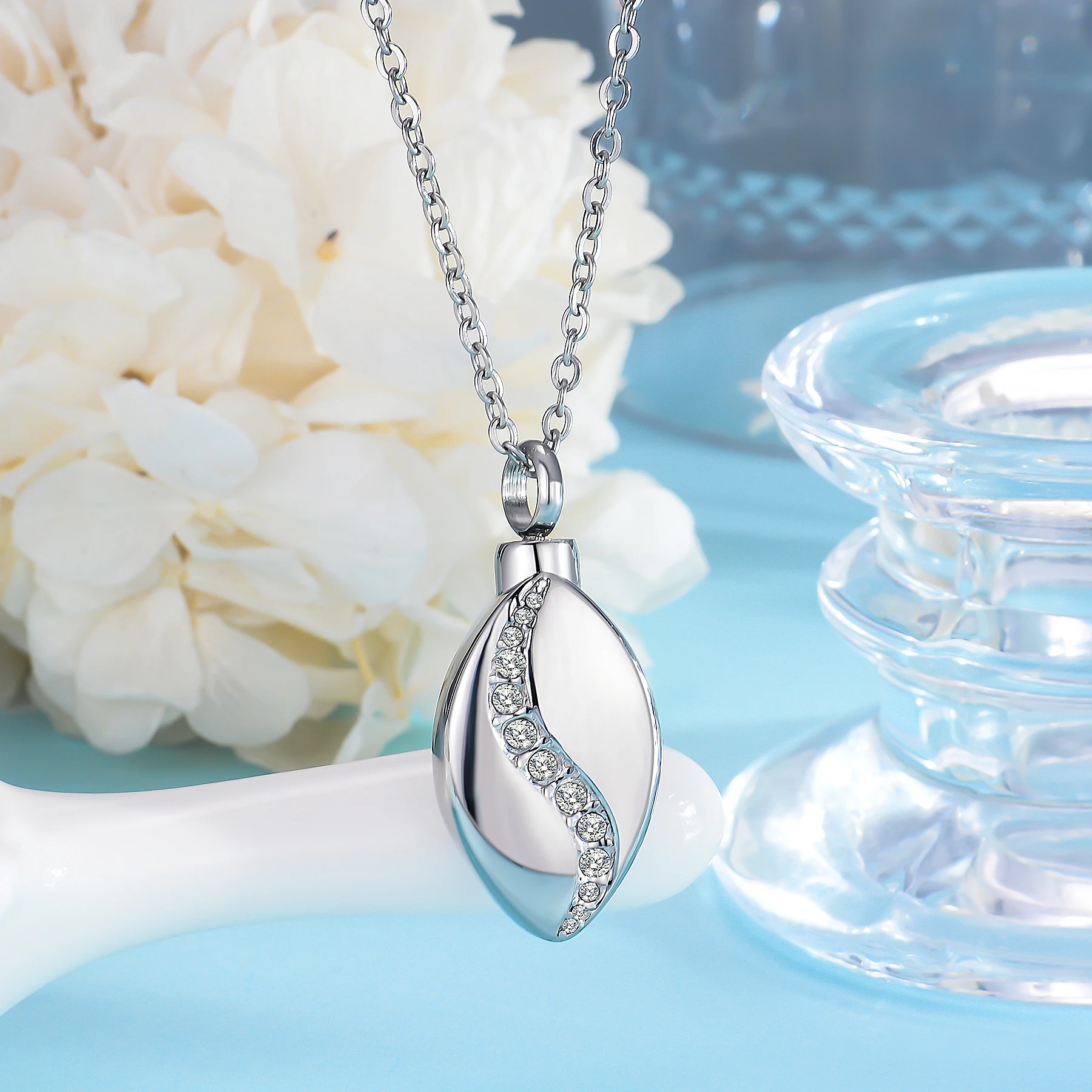 Dropshipping Trendy Stainless Steel Tear Drop Pet Urn Ashes Necklace Pendant Memorial Ash Keepsake Cremation Jewelry