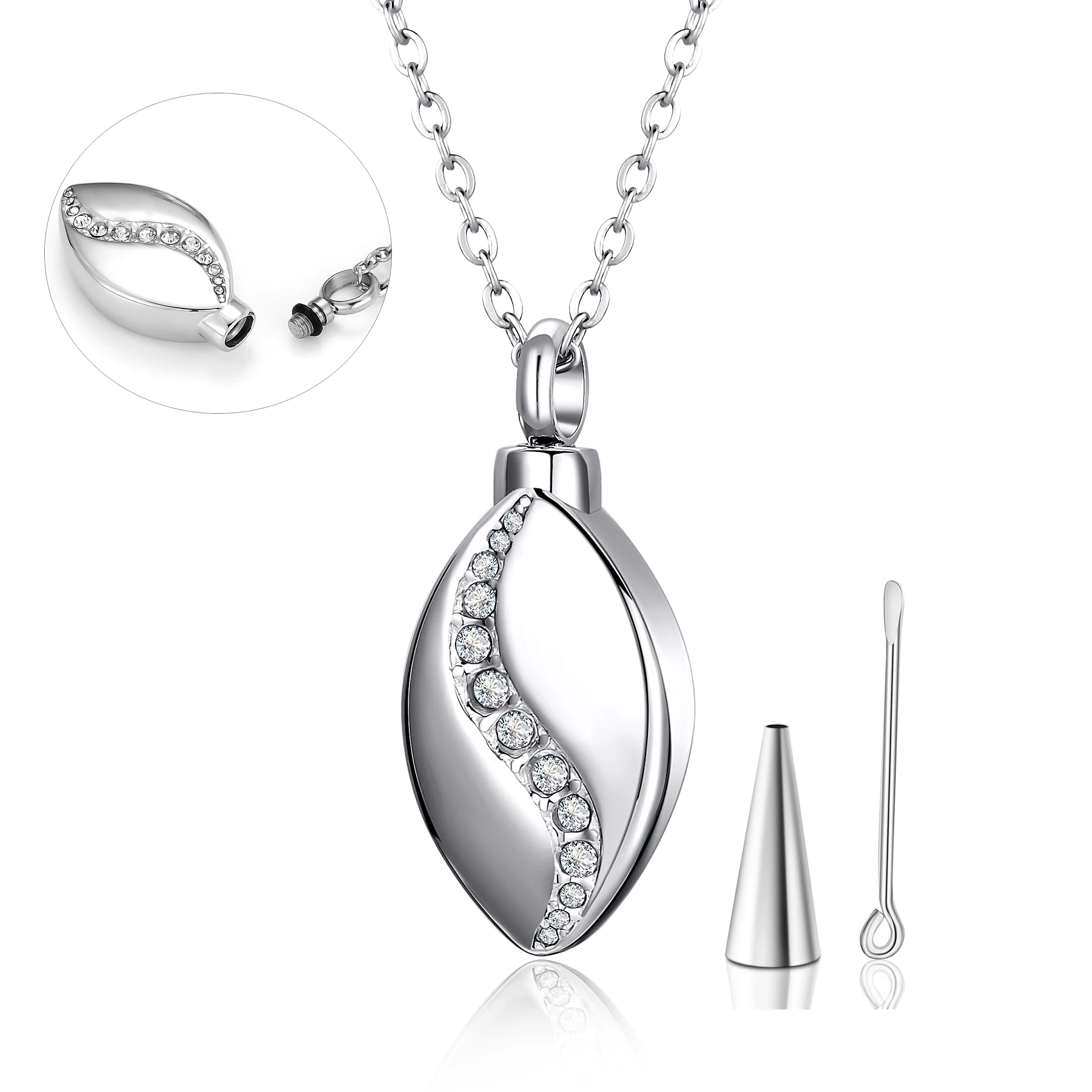 Dropshipping Trendy Stainless Steel Tear Drop Pet Urn Ashes Necklace Pendant Memorial Ash Keepsake Cremation Jewelry