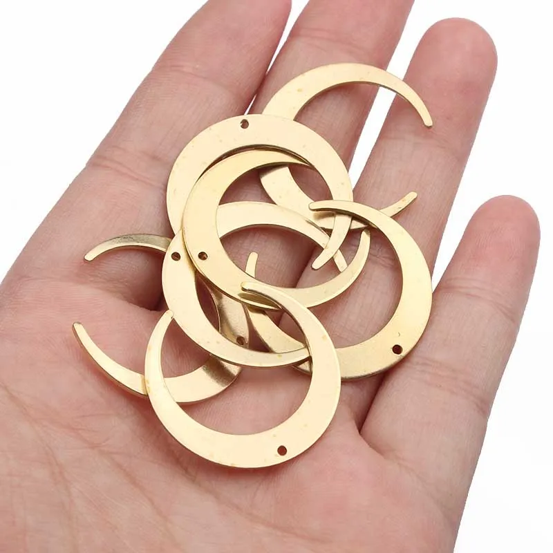 10pcs 27x26mm Raw Brass Moon Charms Pendant for DIY Earrings Necklace Bracelet Charms Jewelry Making Handmade Supplies