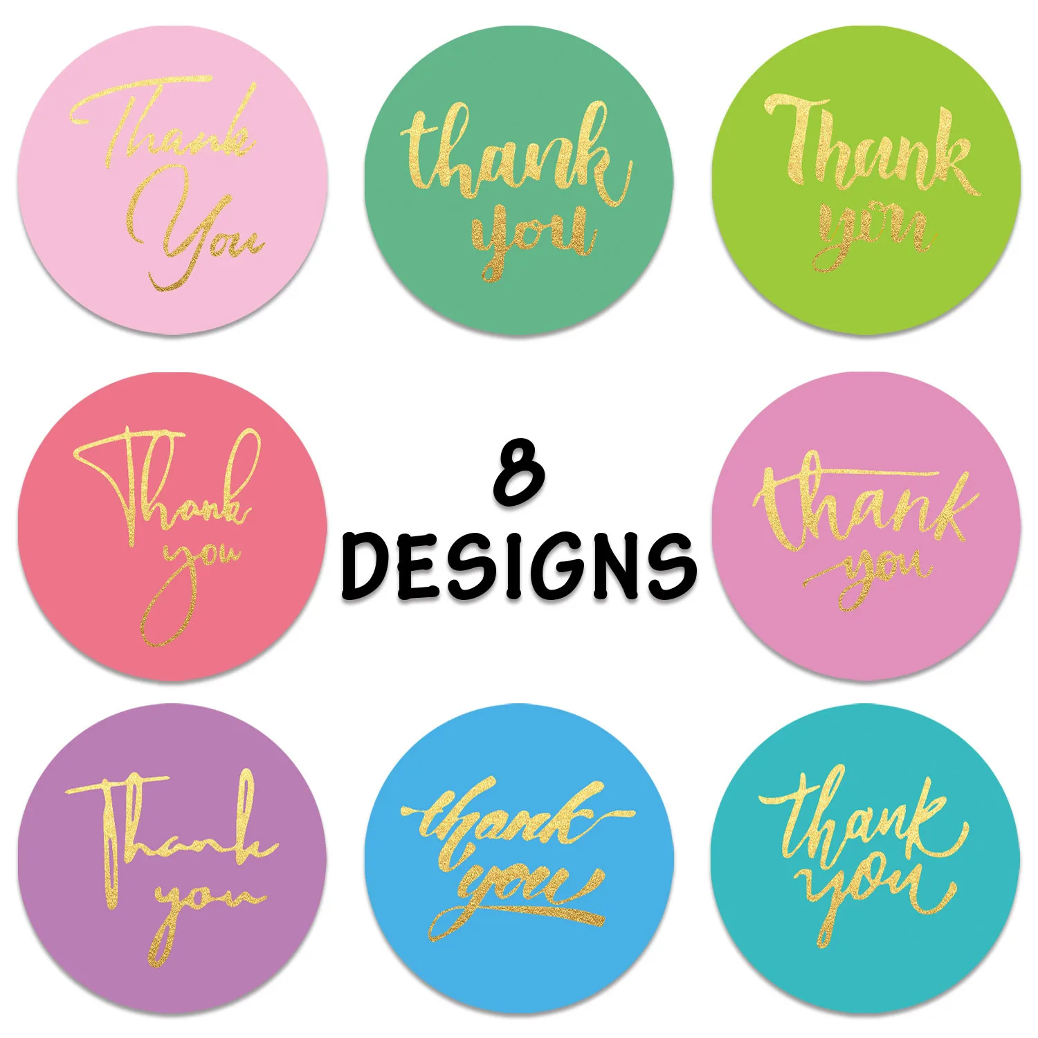 Thank You Stickers Seal Labels 50-500PCS Gold Foil Paper Decoration Sticker For Handmade Wedding Gift Labels Stationery 4 Colors