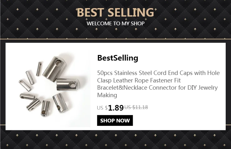 50pcs/lot Stainless Steel End Caps 2/3/4/5mm Hole fitting Leather Rope Cord Thread End Crimping For DIY Bracelet Jewelry Making