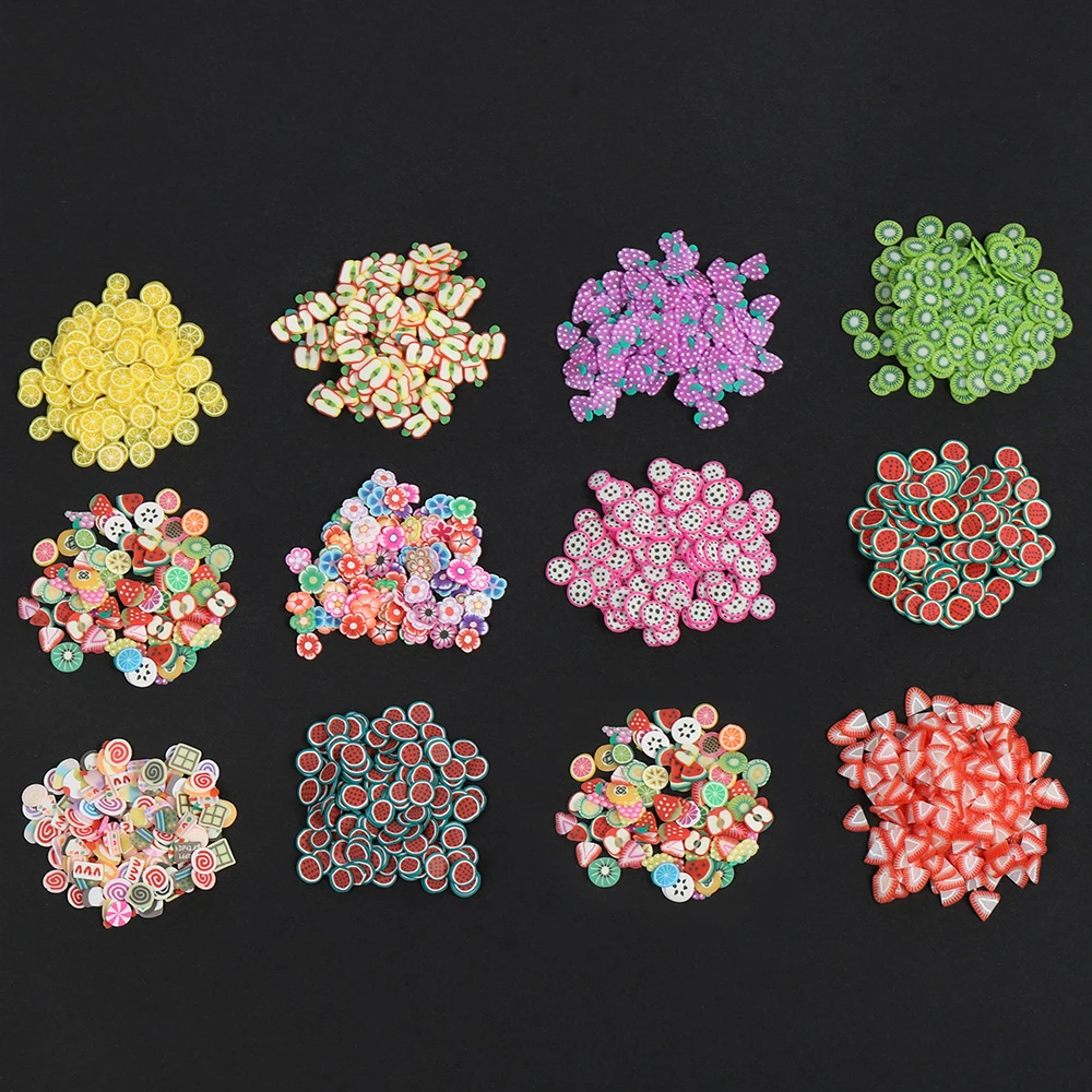 1000-3000pcs Mix Fruit Soft Clay Slime Animal Flower Slice Resin Filler for Nail Art Epoxy Mold DIY Craft Making Wholesale