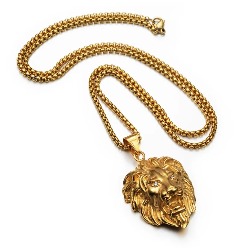 New Style Animal Long Hair Lion Head Pendant Necklace for Men Fashion Sliding Animal Hanging Necklace Neck Chains Accessories
