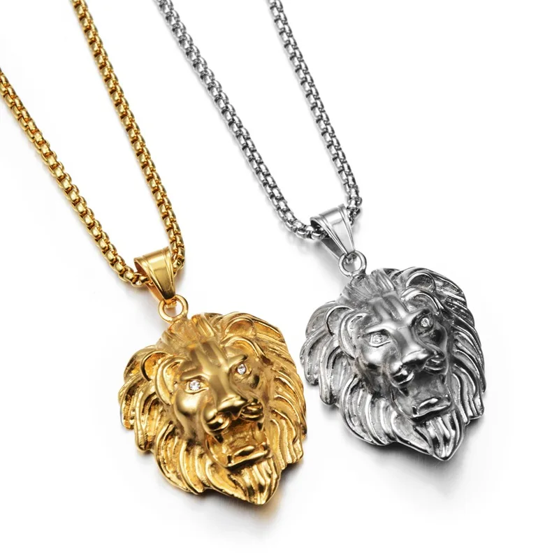 New Style Animal Long Hair Lion Head Pendant Necklace for Men Fashion Sliding Animal Hanging Necklace Neck Chains Accessories