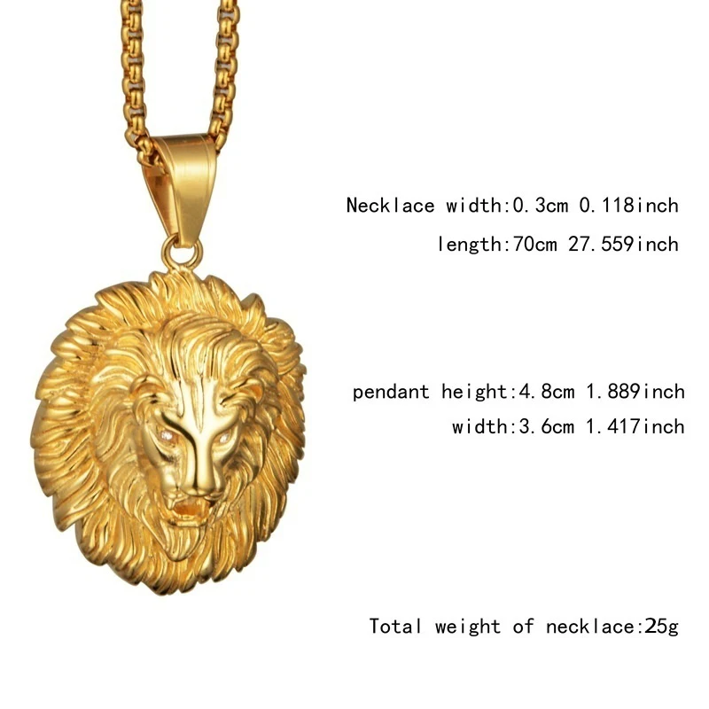 New Style Animal Long Hair Lion Head Pendant Necklace for Men Fashion Sliding Animal Hanging Necklace Neck Chains Accessories
