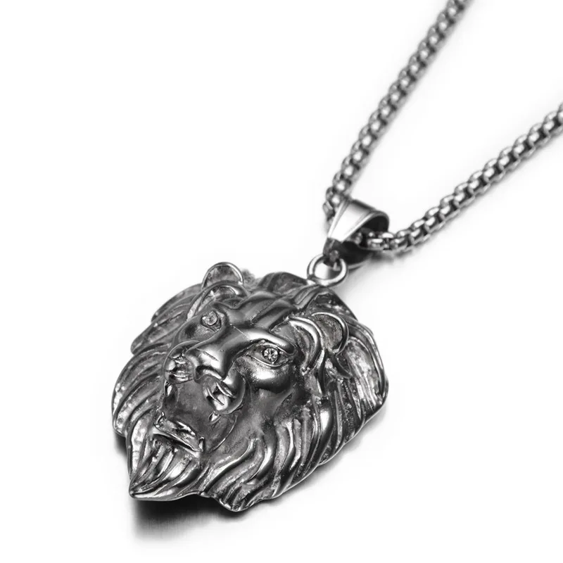 New Style Animal Long Hair Lion Head Pendant Necklace for Men Fashion Sliding Animal Hanging Necklace Neck Chains Accessories