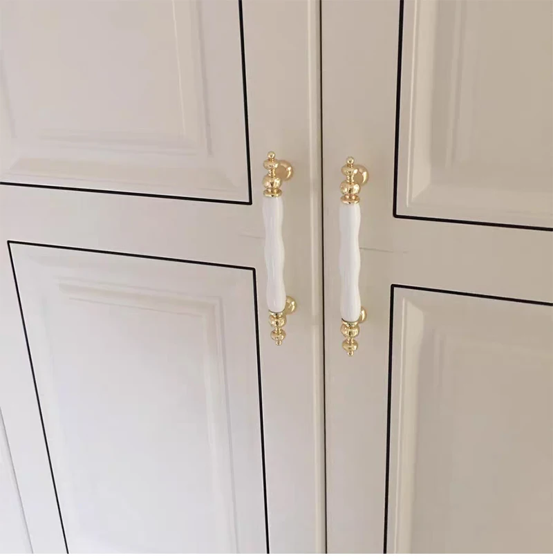 European Silver Golden Ceramic Furniture Handle Wardrobe Cabinet Closet Door Knob Dressing Table and Drawer Pulls Hardware