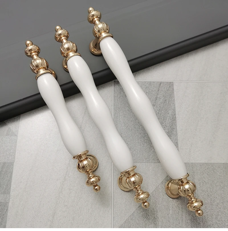 European Silver Golden Ceramic Furniture Handle Wardrobe Cabinet Closet Door Knob Dressing Table and Drawer Pulls Hardware