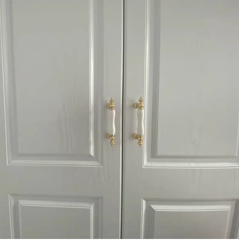 European Silver Golden Ceramic Furniture Handle Wardrobe Cabinet Closet Door Knob Dressing Table and Drawer Pulls Hardware