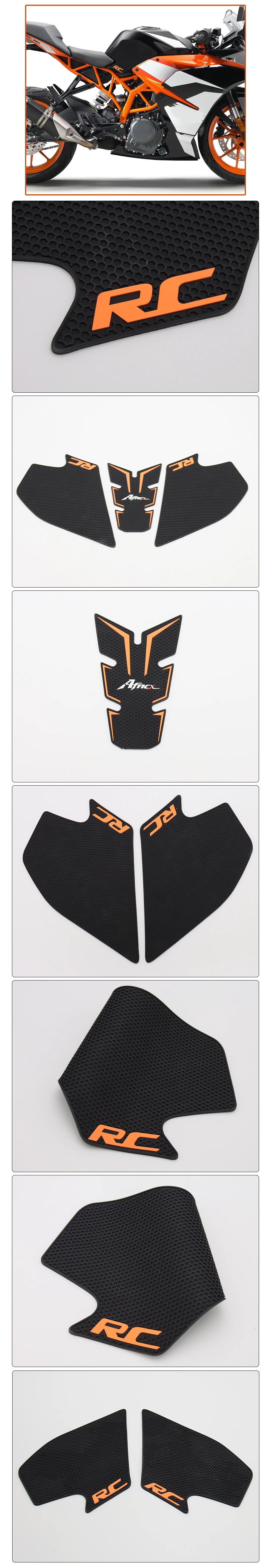 Fits For 390RC RC390 RC 390 Motorcycle Stickers Orange Rubber Tank Pad Protection Decals Side Knee Traction Non-Slip Protector