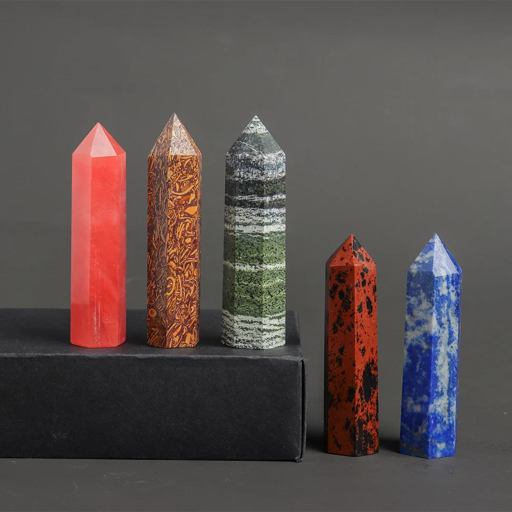 7-8cm Natural Crystal Point Quartz Rainbow Wand Crystal Column Rose Quartz Rock Mineral Specimen Home Decor Reiki Healing stone