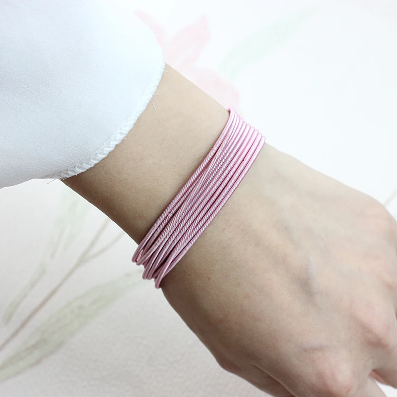 New Fashion Jewelry Women's Gift Carbon Steel Material Diameter 1.7mm Spring Screw Head Can Open Elastic Color Spring Bracelet