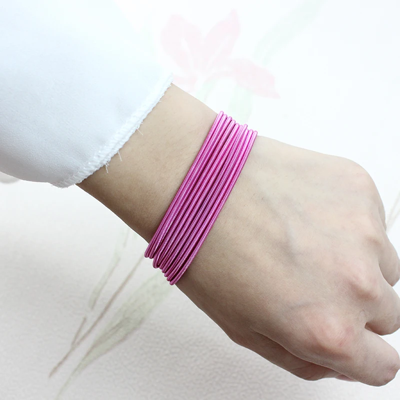 New Fashion Jewelry Women's Gift Carbon Steel Material Diameter 1.7mm Spring Screw Head Can Open Elastic Color Spring Bracelet