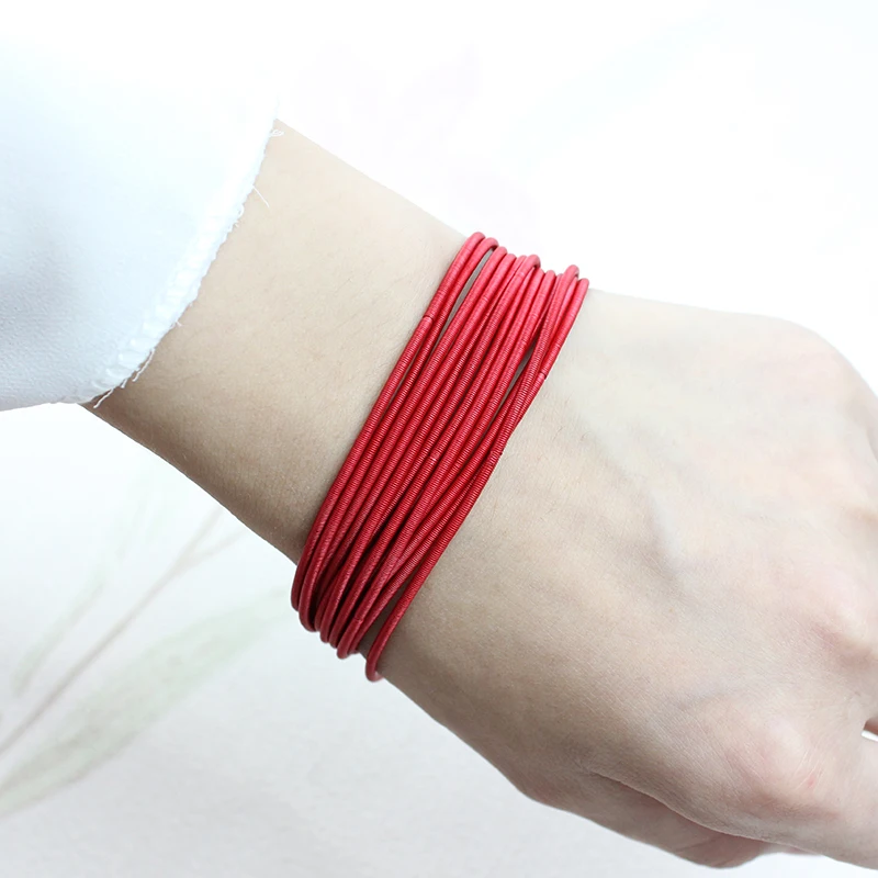 New Fashion Jewelry Women's Gift Carbon Steel Material Diameter 1.7mm Spring Screw Head Can Open Elastic Color Spring Bracelet
