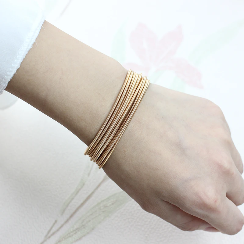 New Fashion Jewelry Women's Gift Carbon Steel Material Diameter 1.7mm Spring Screw Head Can Open Elastic Color Spring Bracelet