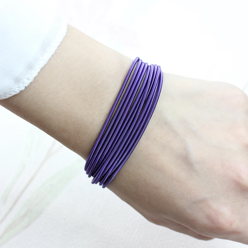 New Fashion Jewelry Women's Gift Carbon Steel Material Diameter 1.7mm Spring Screw Head Can Open Elastic Color Spring Bracelet