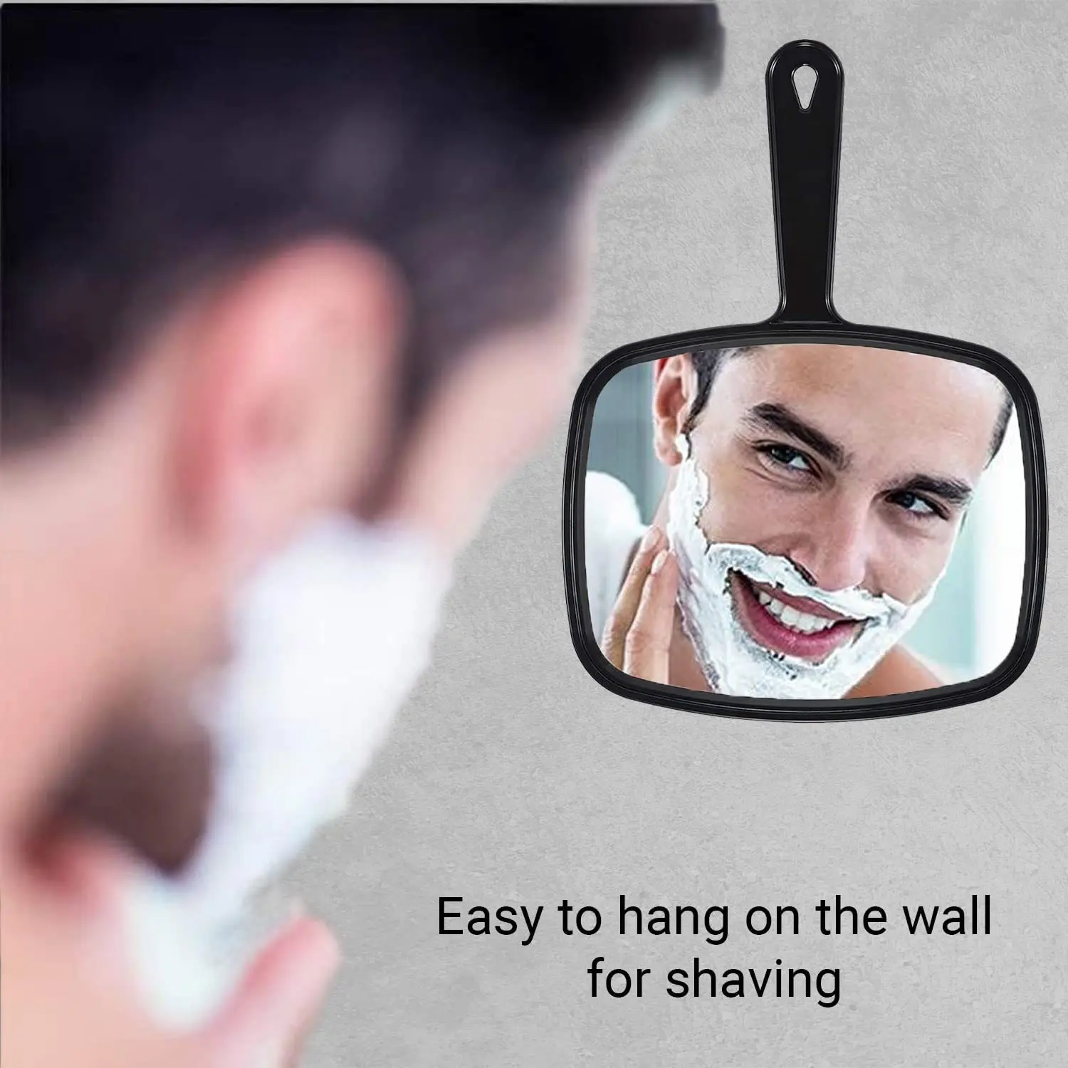 Hairdressing Large Mirror Comfortable Black Handheld Coating Mirror Beauty Makeup Hairdresser Household Looking Glass