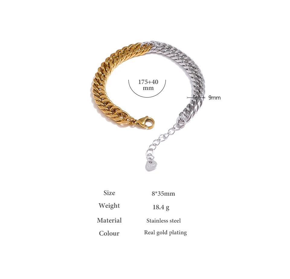 Yhpup 316L Stainless Steel Chain Necklace Minimalist Metalic Texture 18 K PVD Plated Statement Collar Necklace Jewelry Gift