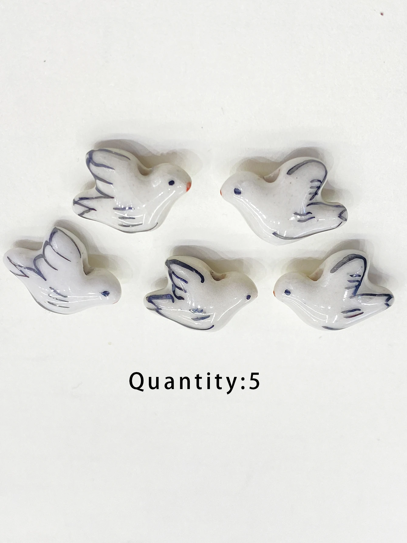 5PCS 19MM Pigeon Dove Ceramic Loose Beads DIY Jewelry Making Accessory Hand Paint Peace And Love Multicolor White Bird