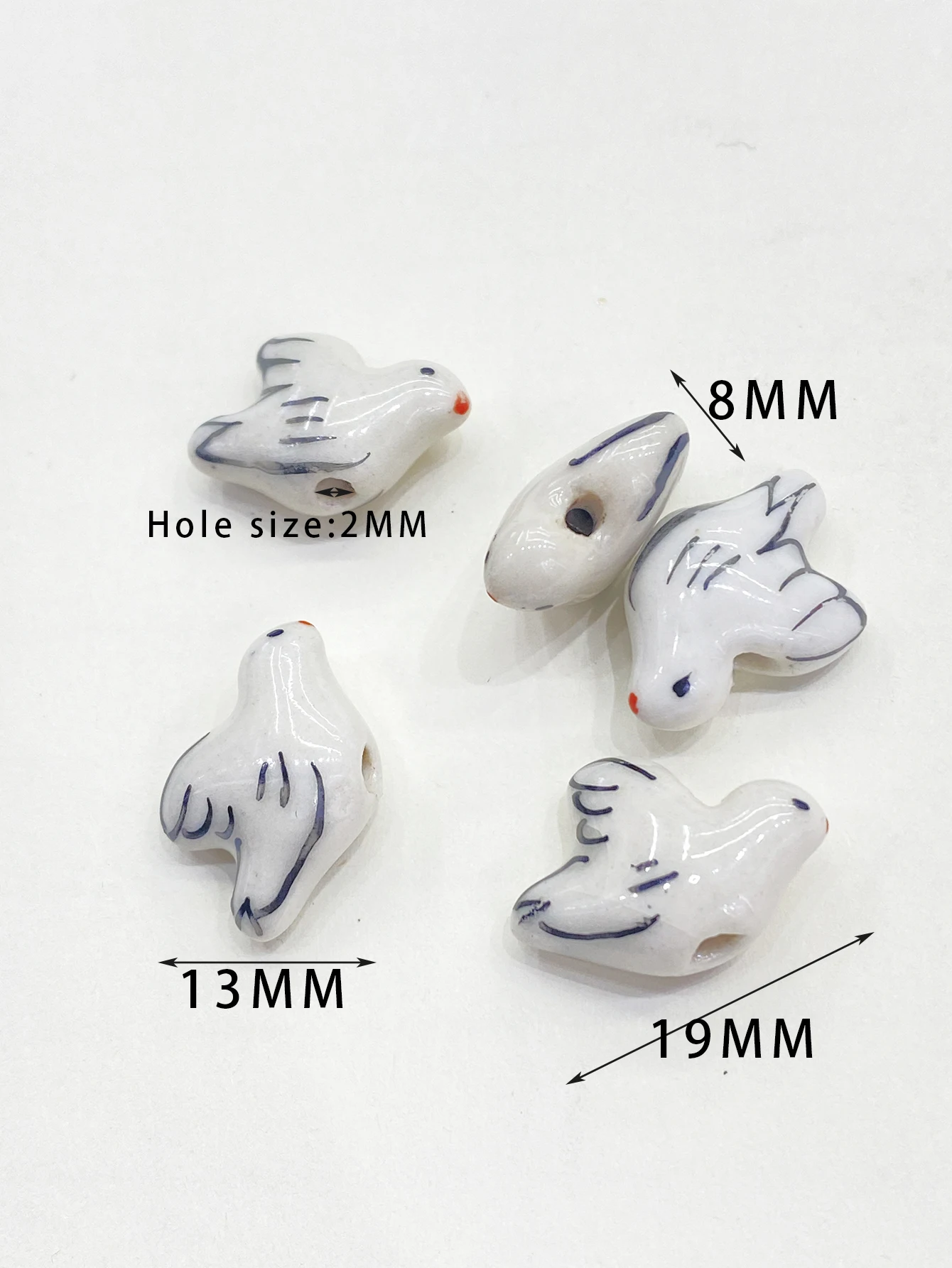 5PCS 19MM Pigeon Dove Ceramic Loose Beads DIY Jewelry Making Accessory Hand Paint Peace And Love Multicolor White Bird