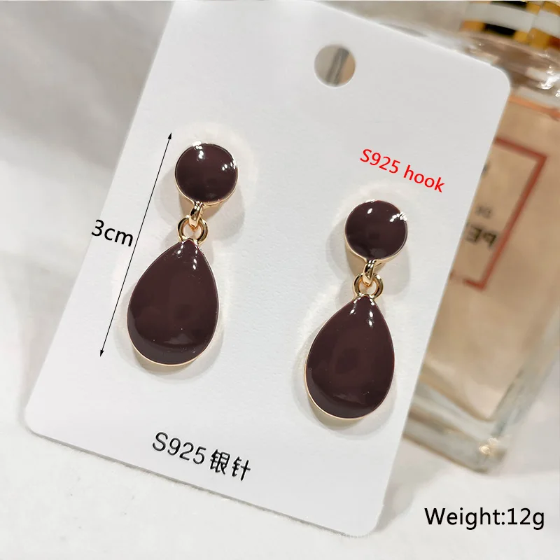 New Fashion Enamel Women Dangle Earrings Korean Flower Drop Geometric Statement Earrings for Female Wedding Ear Jewelry Aretes