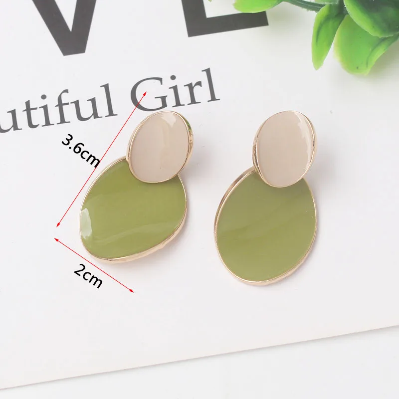 New Fashion Enamel Women Dangle Earrings Korean Flower Drop Geometric Statement Earrings for Female Wedding Ear Jewelry Aretes