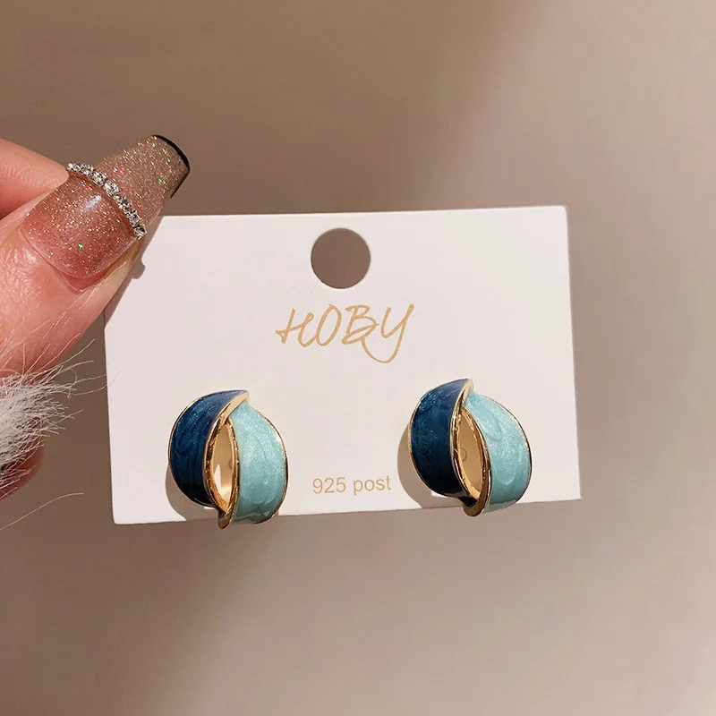 New Fashion Enamel Women Dangle Earrings Korean Flower Drop Geometric Statement Earrings for Female Wedding Ear Jewelry Aretes