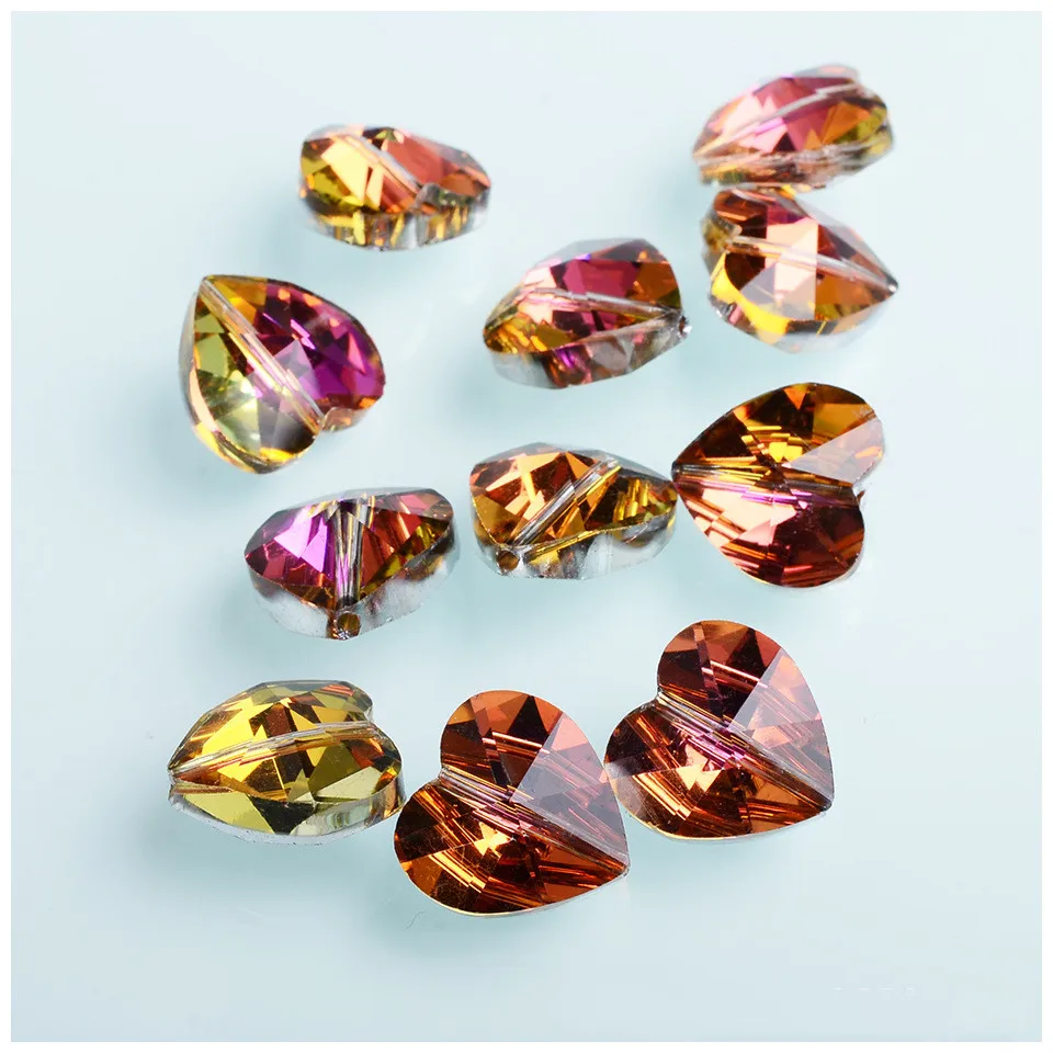 10/14mm Czech Glass Heart Shape Beads for Jewelry Making DIY Earrings Bracelets Necklace Accessories Loose Glaze Glass Beads