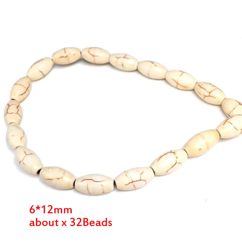 Teardrop Oval Rice Beads White Turquoises Howlite Beads for Jewelry Bracelet Making DIY Accessories Spacer 15inche