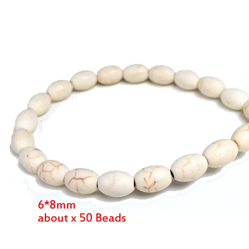 Teardrop Oval Rice Beads White Turquoises Howlite Beads for Jewelry Bracelet Making DIY Accessories Spacer 15inche