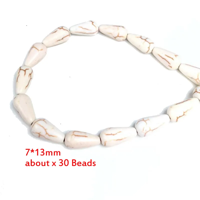 Teardrop Oval Rice Beads White Turquoises Howlite Beads for Jewelry Bracelet Making DIY Accessories Spacer 15inche