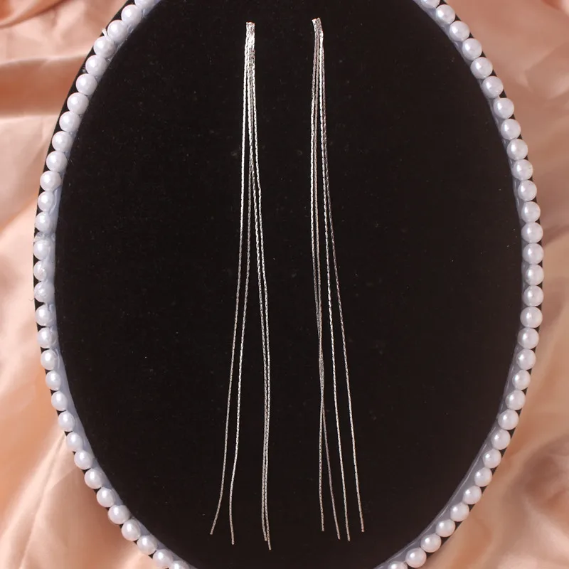 Long Exaggerated Tassel Earrings for Women Silver Color Metal Chain Dangle Earrings Elegant Party Ear Decoration boucle